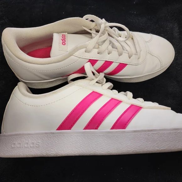 Adidas Women's White and Pink Sneakers - Picture 3 of 4
